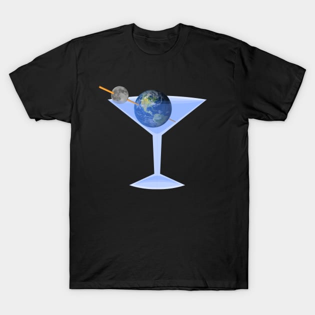 Cosmos-politan Earth Moon Olives Martini Glass T-Shirt by IORS